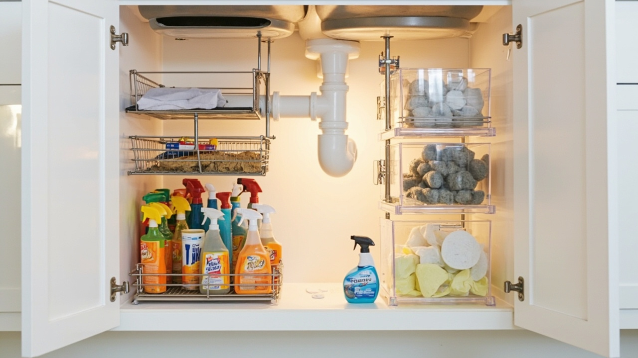Kitchen Under Sink Organization: 4-Zone Pipe-Aware System + Leak-Prevention Rule