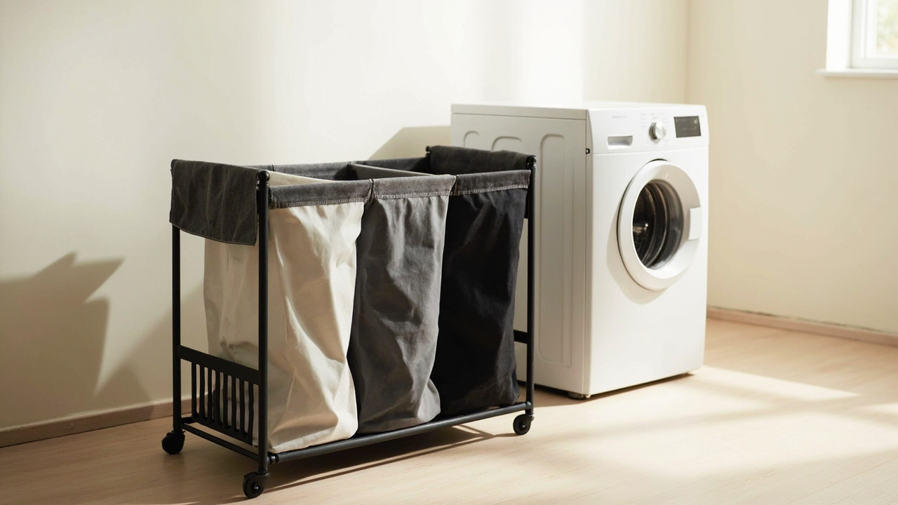 Laundry Sort Station: 4-Section Cart for Family Use