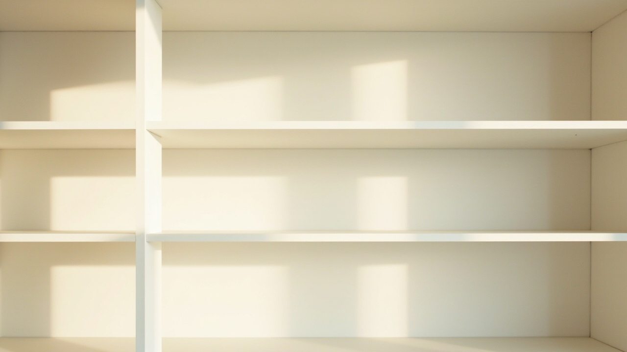 Empty clean pantry shelf after decluttering ready for zone rebuild