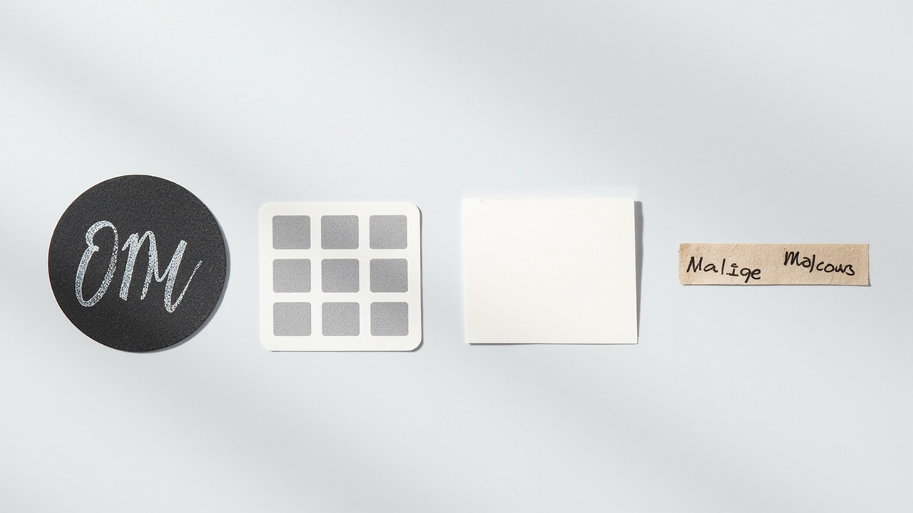 Four label types side by side: chalkboard, pre-printed, label maker printed, and handwritten on tape