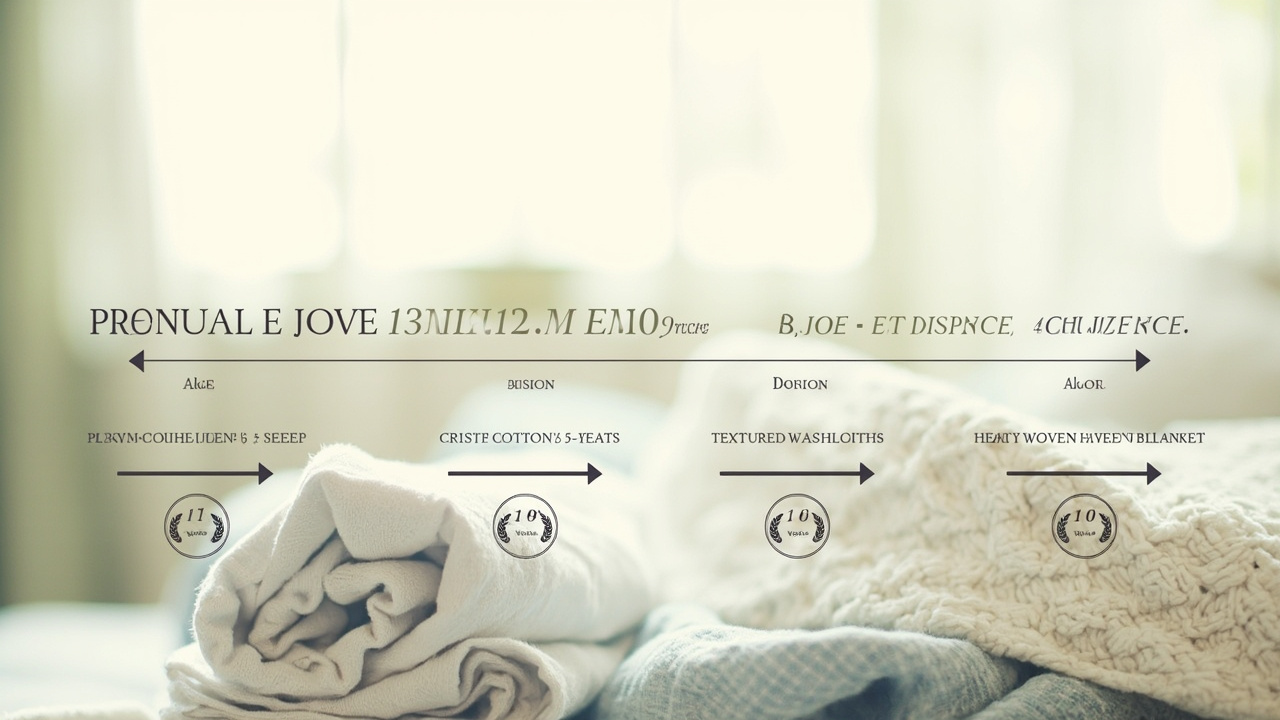Linen replacement schedule timeline showing towels sheets washcloths and blankets lifespans in years