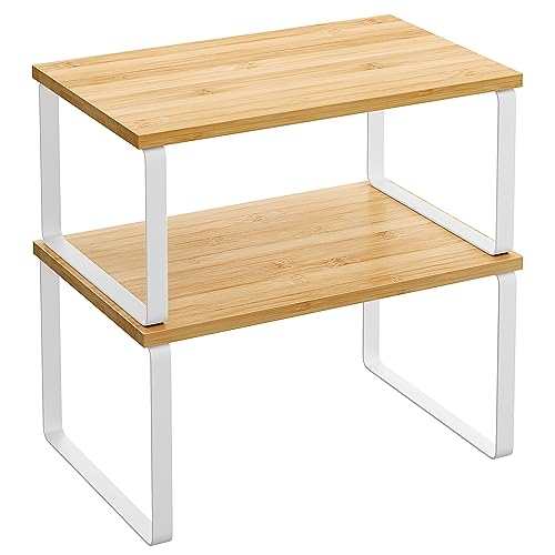 SONGMICS Cabinet Organizer Shelf, Set of 2 (Stackable Riser)
