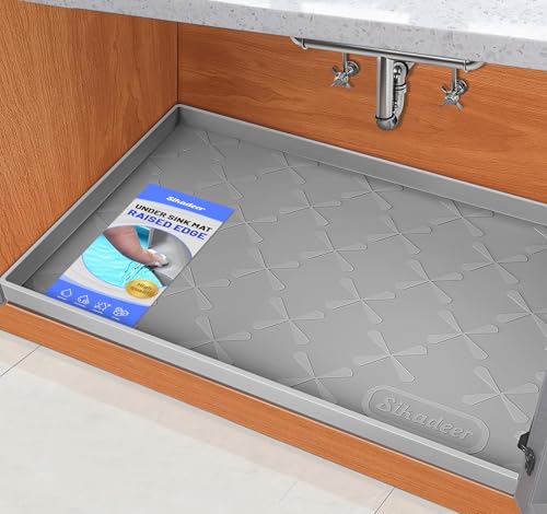 SIKADEER Waterproof Under Sink Mat 34" x 22" Silicone Liner