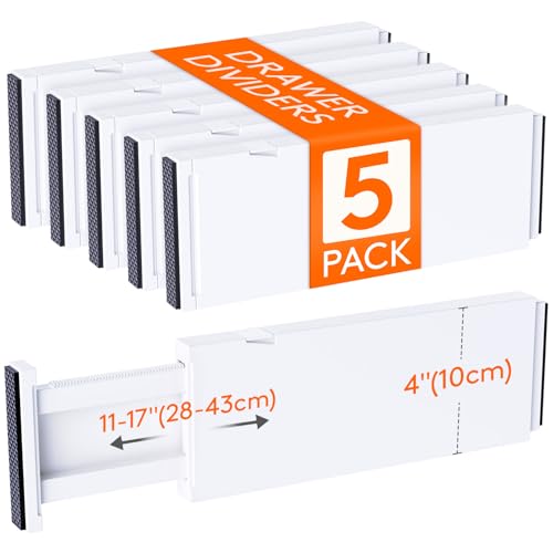 Lifewit 5 Pack Upgrade Drawer Dividers for Clothes