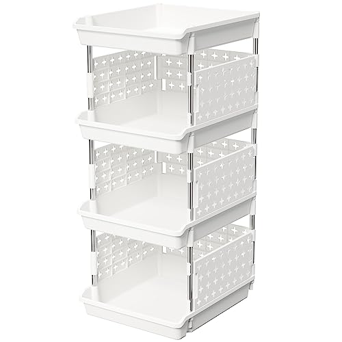 Lifewit Plastic Stackable Storage Baskets, 4 Tier