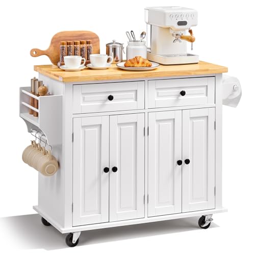 VEVOR Kitchen Island Cart with Solid Wood Top