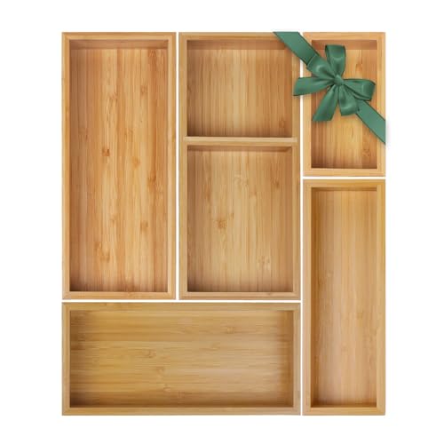 MapleGrace 5-Piece Bamboo Drawer Organizer Set