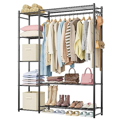 HOMIDEC Wardrobe Closet — Portable Clothes Rack with 4 Tiers Shelves