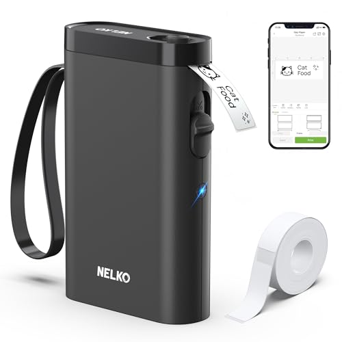 Nelko P21 Bluetooth Label Maker (Black, with Tape)