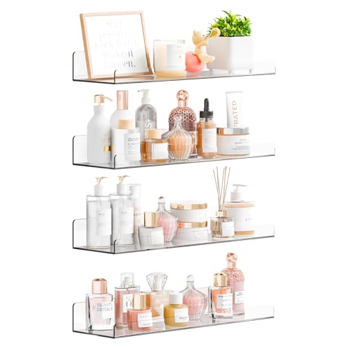 Yieach 4-Pack 15" Acrylic Wall Shelves