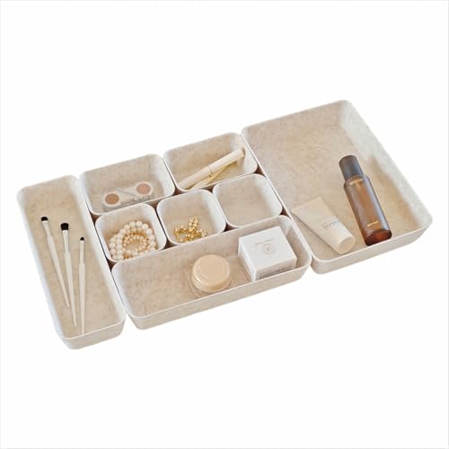 TTUGTTUG 8-Piece Felt Drawer Organizer Set in 4-Sizes, Eco-Friendly Material for Vanity, Makeup, Desk, Office, Kitchen, and Nightstand